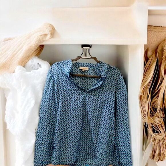 Tory Burch Womens Top Size 4 Green Geometric T Design High Neck Top - Picture 1 of 7